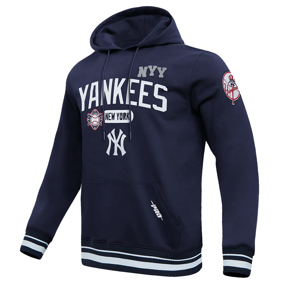 MLB NEW YORK YANKEES LETTERMAN MEN'S PULL OVER HOODIE (MIDNIGHT NAVY) - Image 3