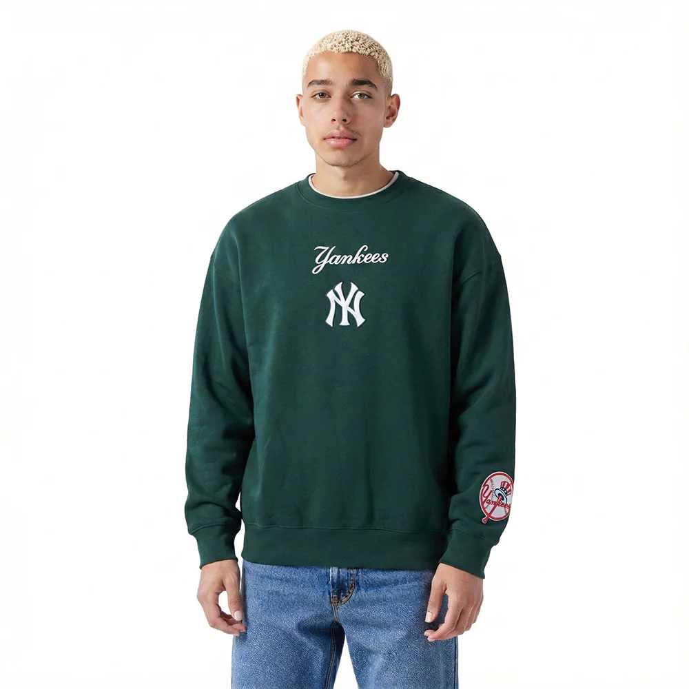 MLB NEW YORK YANKEES WINGSPAN MEN'S DROP SHOULDER FLC CREWNECK (FOREST GREEN) - Image 2