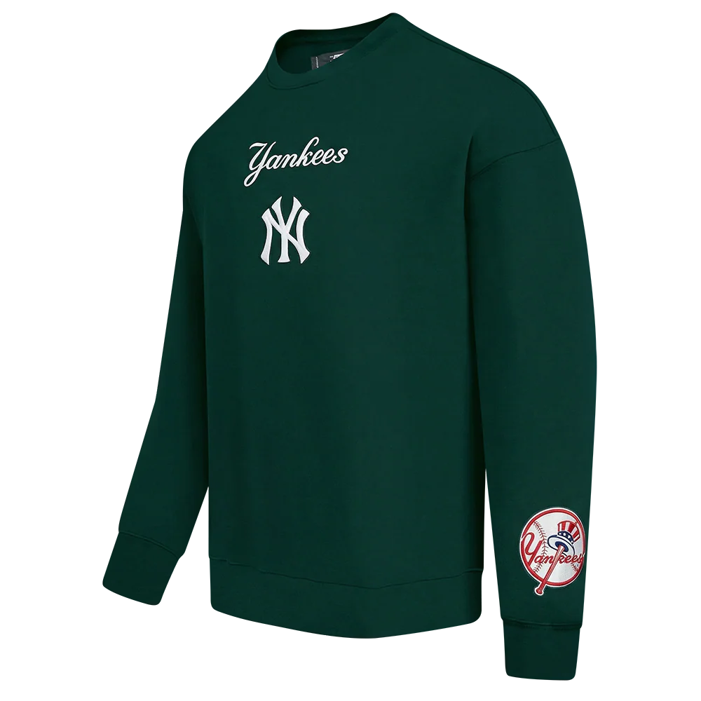 MLB NEW YORK YANKEES WINGSPAN MEN'S DROP SHOULDER FLC CREWNECK (FOREST GREEN) - Image 3