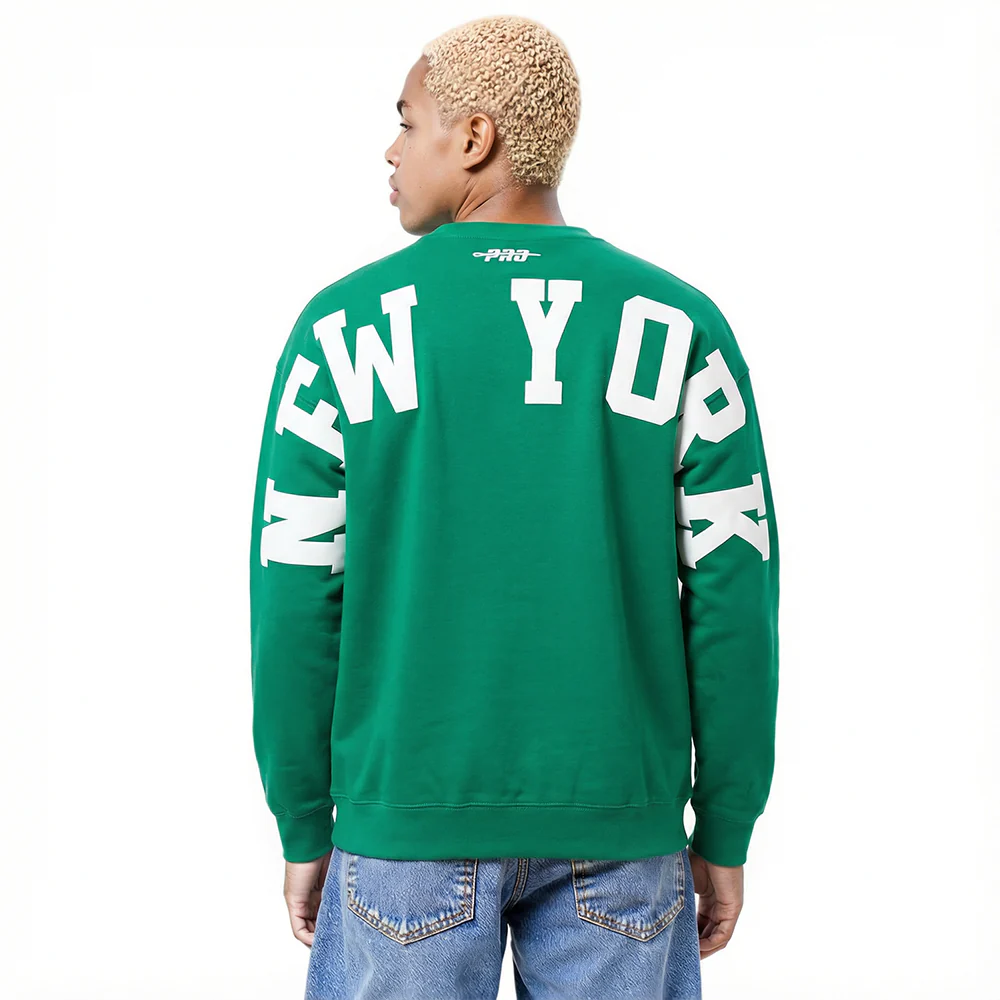 MLB NEW YORK YANKEES WINGSPAN MEN'S DROP SHOULDER FLC CREWNECK (KELLY GREEN)