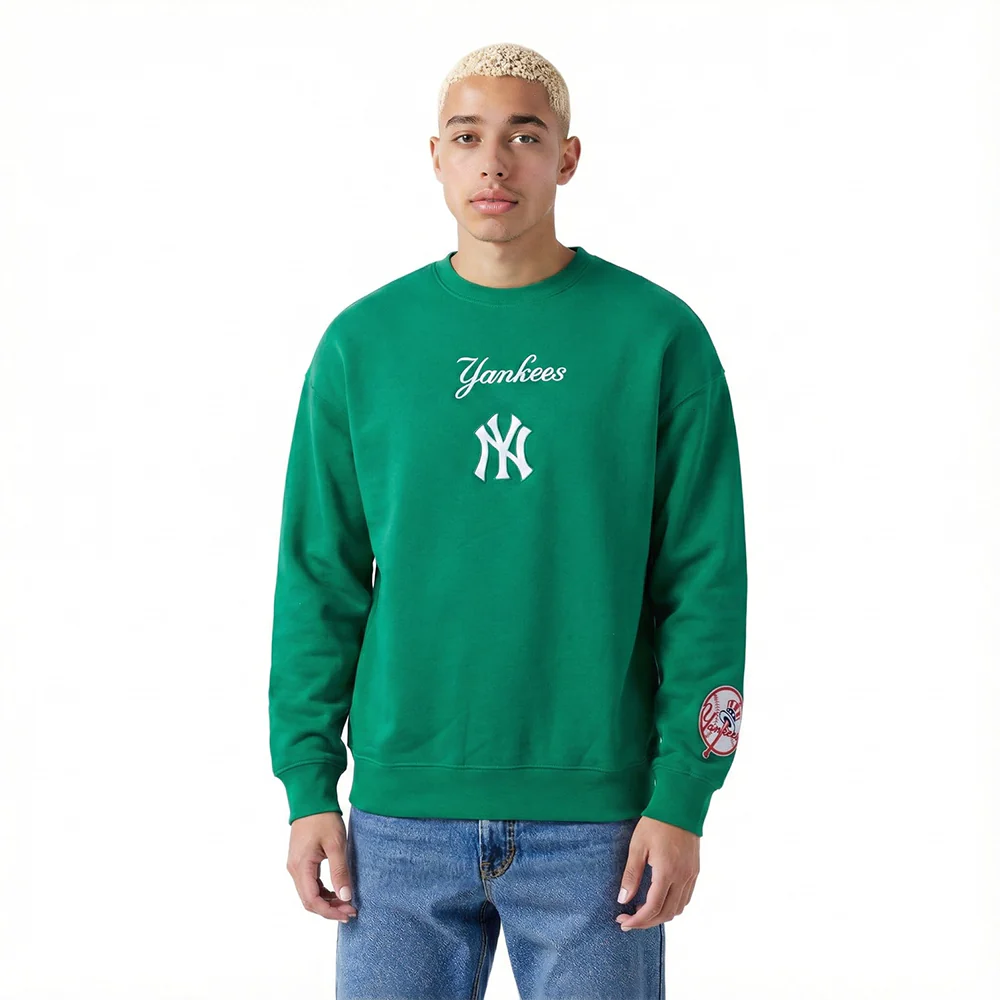 MLB NEW YORK YANKEES WINGSPAN MEN'S DROP SHOULDER FLC CREWNECK (KELLY GREEN) - Image 2