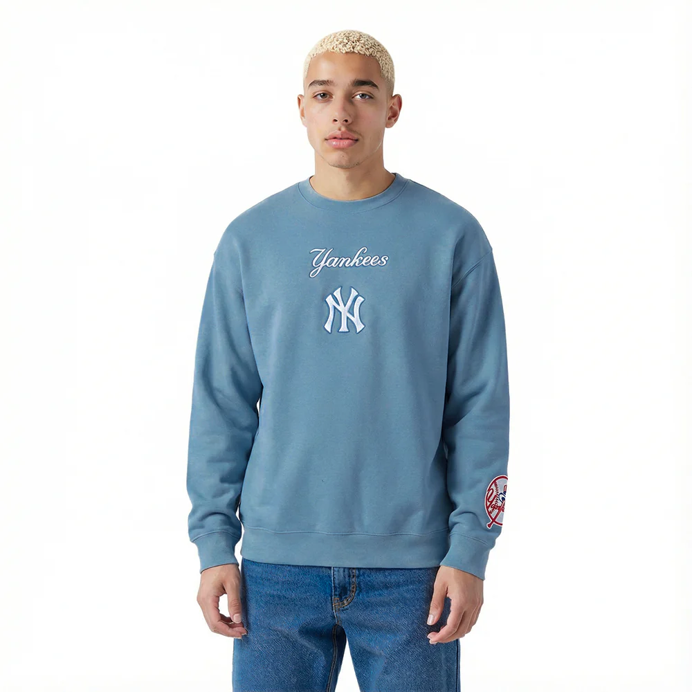 MLB NEW YORK YANKEES WINGSPAN MEN'S DROP SHOULDER FLC CREWNECK (STEEL BLUE) - Image 2