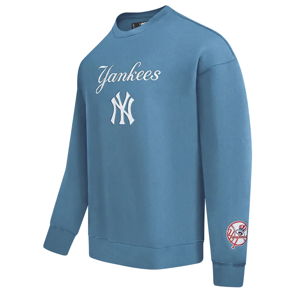 MLB NEW YORK YANKEES WINGSPAN MEN'S DROP SHOULDER FLC CREWNECK (STEEL BLUE) - Image 3