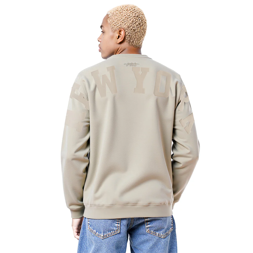 MLB NEW YORK YANKEES WINGSPAN MEN'S DROP SHOULDER FLC CREWNECK (TAUPE)