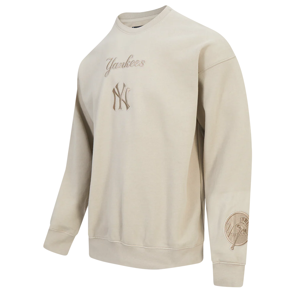MLB NEW YORK YANKEES WINGSPAN MEN'S DROP SHOULDER FLC CREWNECK (TAUPE) - Image 3