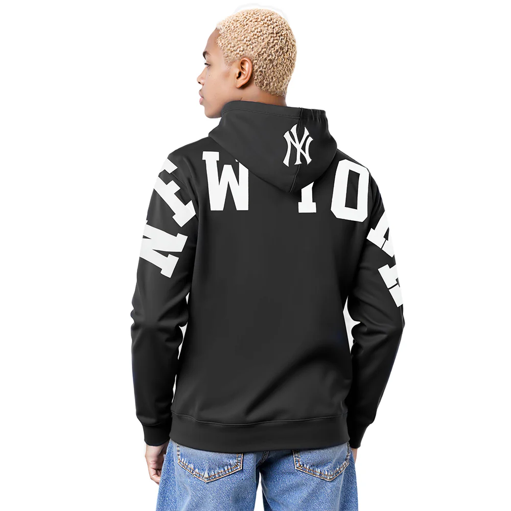 MLB NEW YORK YANKEES WINGSPAN MEN'S DROP SHOULDER FLC PO HOODIE (BLACK)