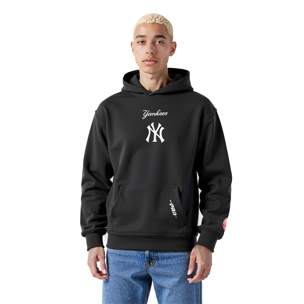 MLB NEW YORK YANKEES WINGSPAN MEN'S DROP SHOULDER FLC PO HOODIE (BLACK) - Image 2