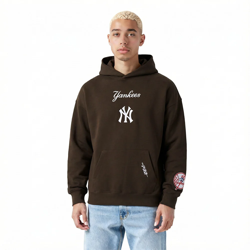 MLB NEW YORK YANKEES WINGSPAN MEN'S DROP SHOULDER FLC PO HOODIE (BROWN) - Image 2