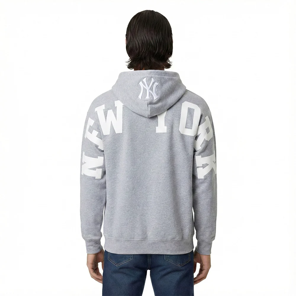 MLB NEW YORK YANKEES WINGSPAN MEN'S DROP SHOULDER FLC PO HOODIE (DARK HEATHER GRAY)