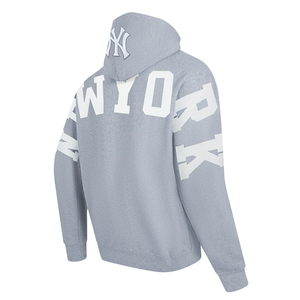 MLB NEW YORK YANKEES WINGSPAN MEN'S DROP SHOULDER FLC PO HOODIE (DARK HEATHER GRAY) - Image 4