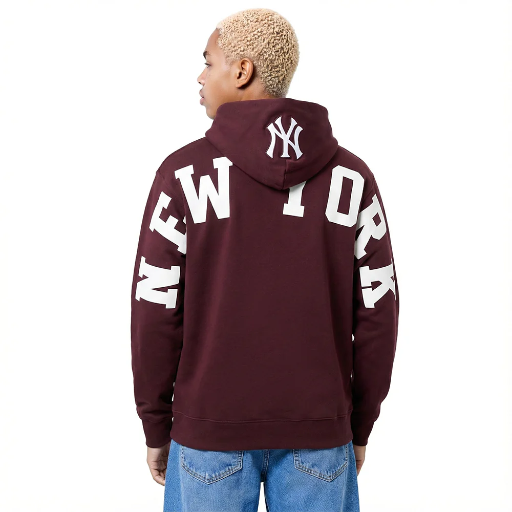 MLB NEW YORK YANKEES WINGSPAN MEN'S DROP SHOULDER FLC PO HOODIE (WINE)