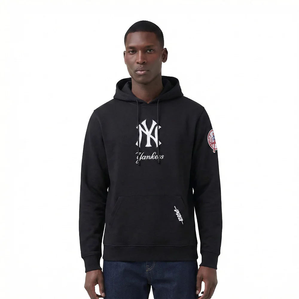 MLB NEW YORK YANKEES CLASSIC CHENILLE MEN'S DK PO HOODIE (BLACK)