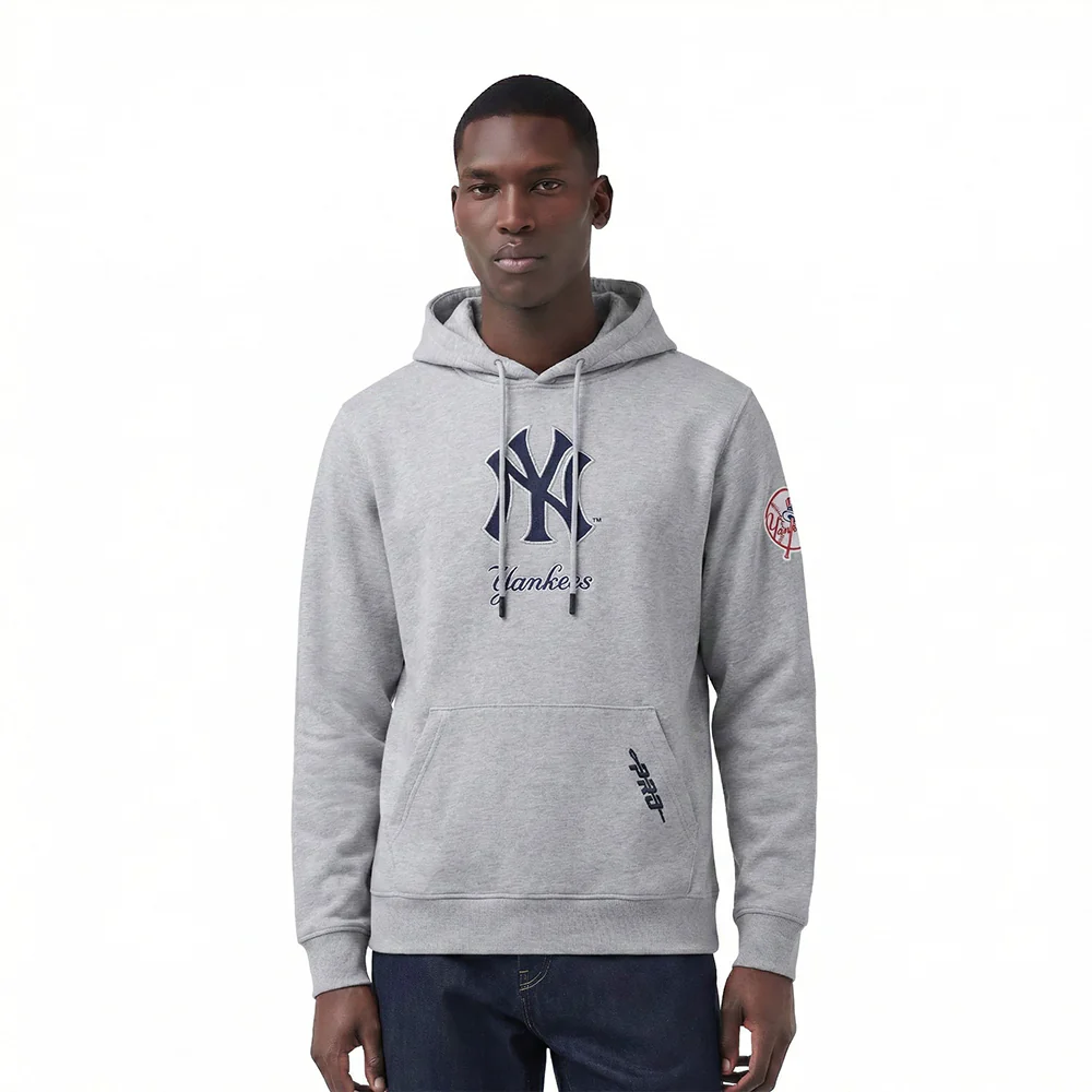 MLB NEW YORK YANKEES CLASSIC CHENILLE MEN'S DK PO HOODIE (GRAY)