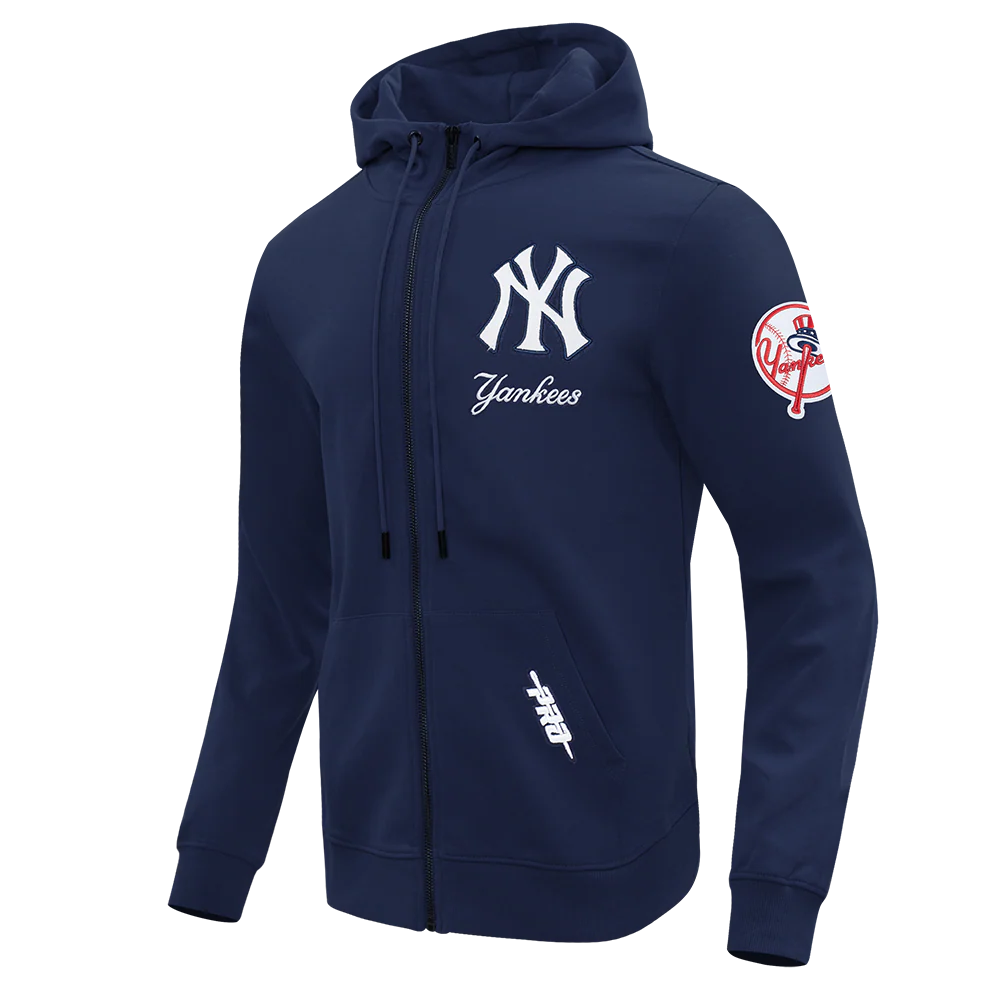 MLB NEW YORK YANKEES CLASSIC CHENILLE MEN'S DK FZ HOODIE (MIDNIGHT NAVY) - Image 3