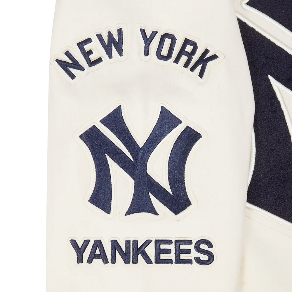 MLB NEW YORK YANKEES RETRO CLASSICS MEN'S RIB FLC PO HOODIE (EGGSHELL/ MIDNIGHT NAVY) - Image 6