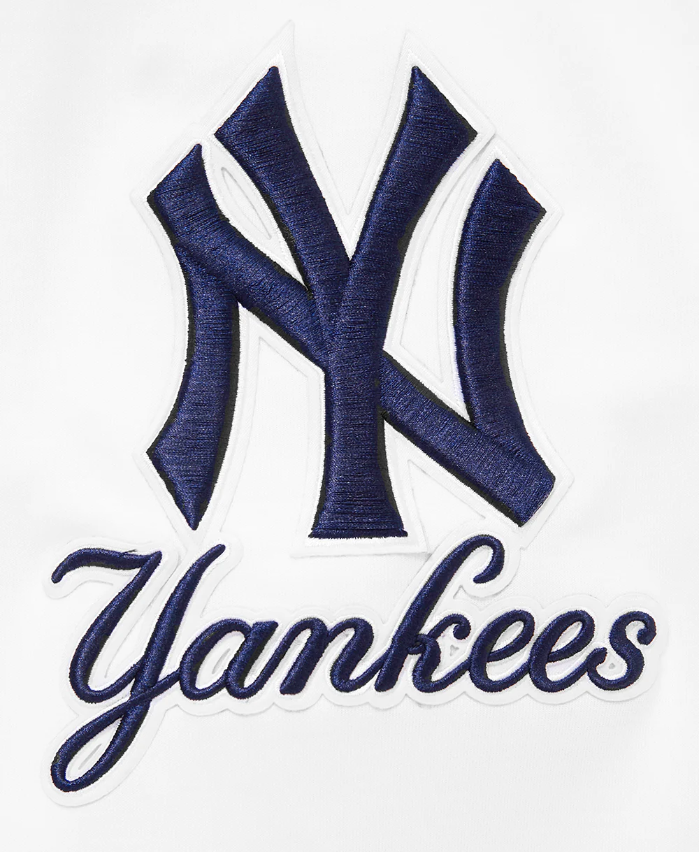 MLB NEW YORK YANKEES CLASSIC CHENILLE MEN'S FULL ZIP PULLOVER HOODIE (WHITE) - Image 6
