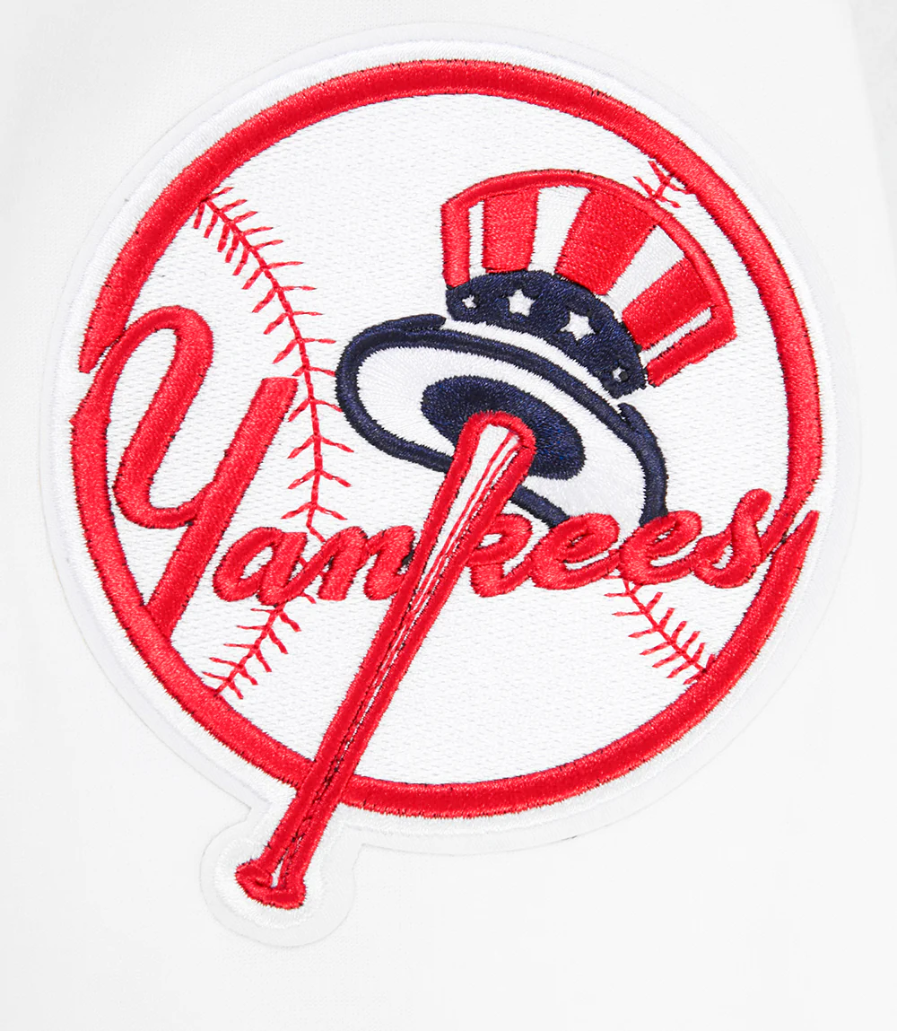 MLB NEW YORK YANKEES CLASSIC CHENILLE MEN'S FULL ZIP PULLOVER HOODIE (WHITE) - Image 8