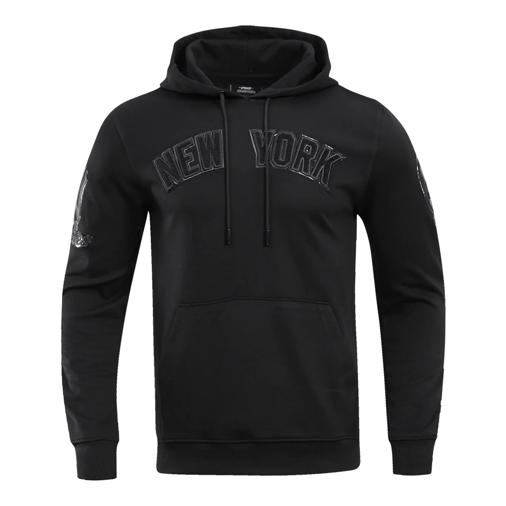 MLB NEW YORK YANKEES TRIPLE BLACK LOGO MEN'S PULLOVER HOODIE (BLACK) - Image 3