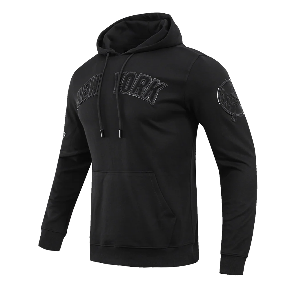 MLB NEW YORK YANKEES TRIPLE BLACK LOGO MEN'S PULLOVER HOODIE (BLACK) - Image 4