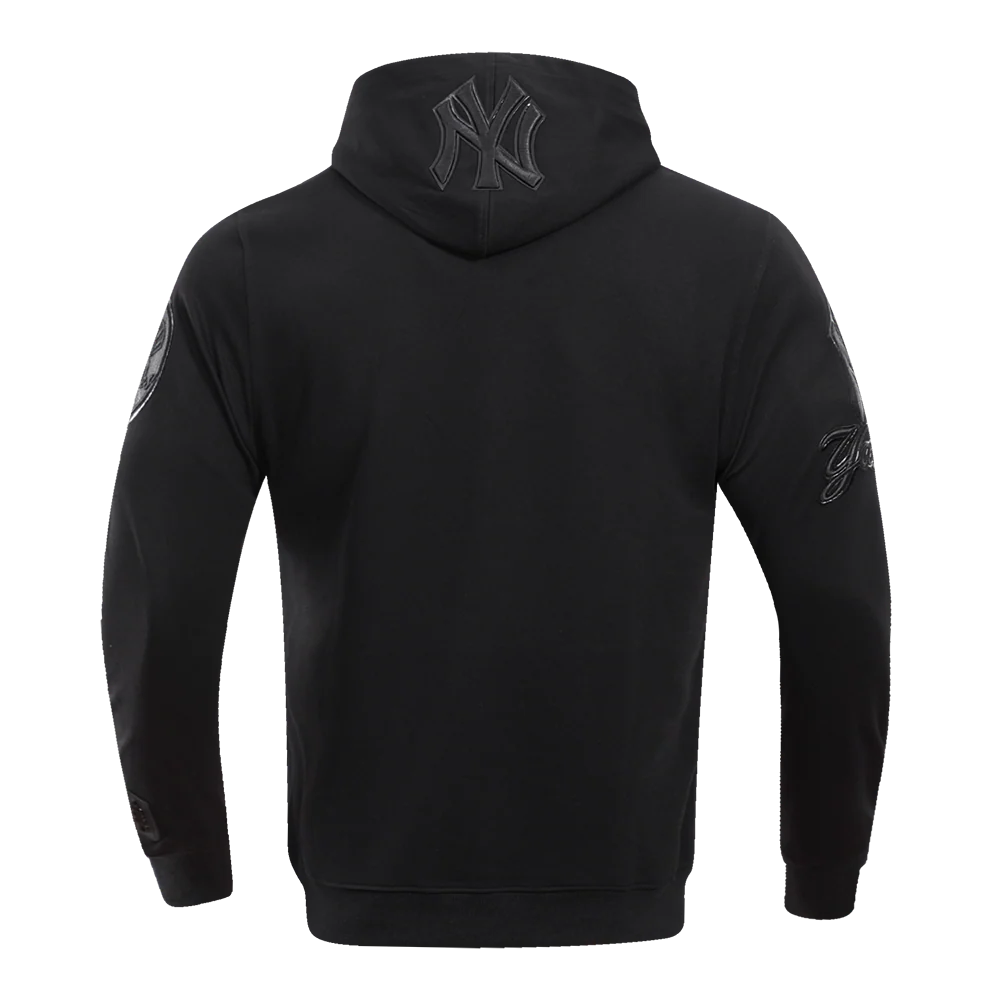 MLB NEW YORK YANKEES TRIPLE BLACK LOGO MEN'S PULLOVER HOODIE (BLACK) - Image 5
