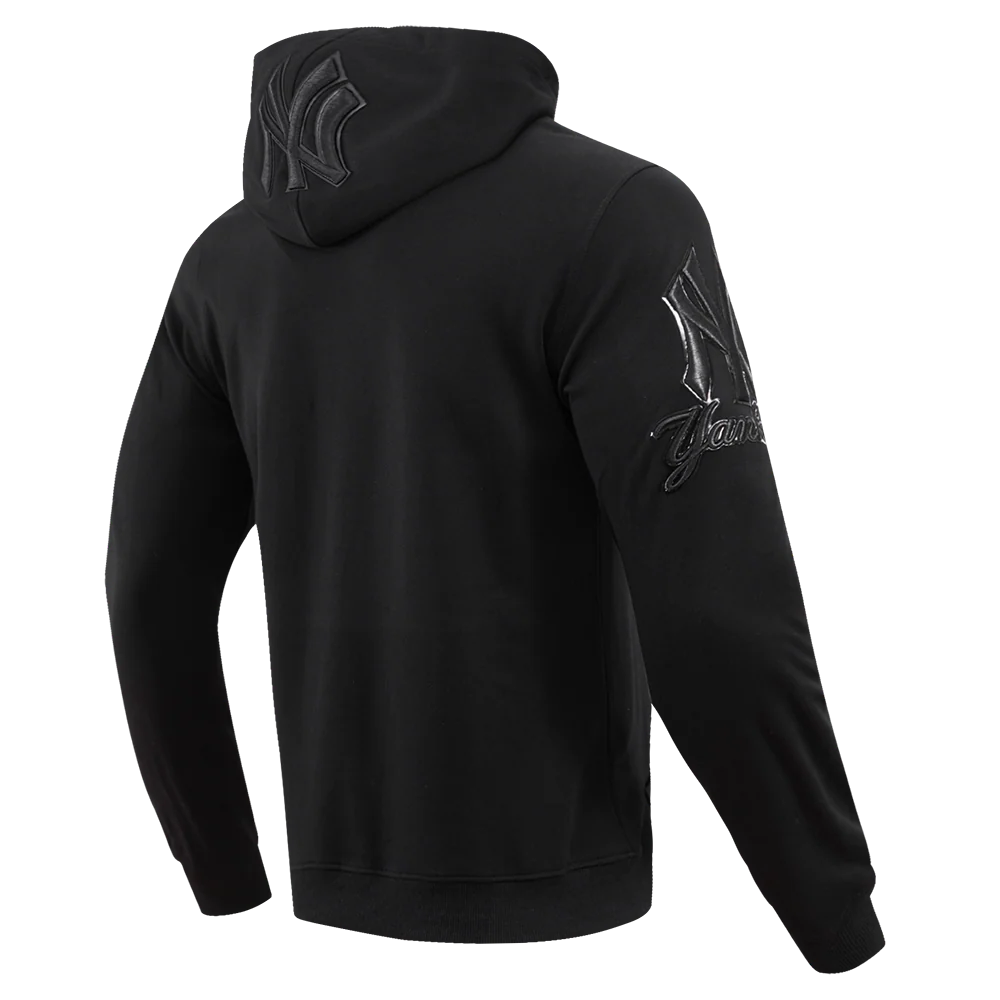 MLB NEW YORK YANKEES TRIPLE BLACK LOGO MEN'S PULLOVER HOODIE (BLACK) - Image 6