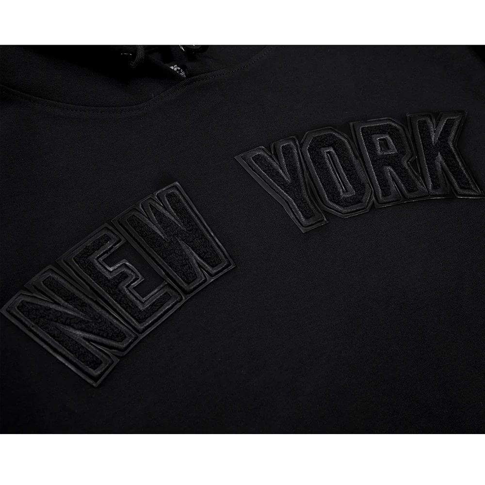 MLB NEW YORK YANKEES TRIPLE BLACK LOGO MEN'S PULLOVER HOODIE (BLACK) - Image 9