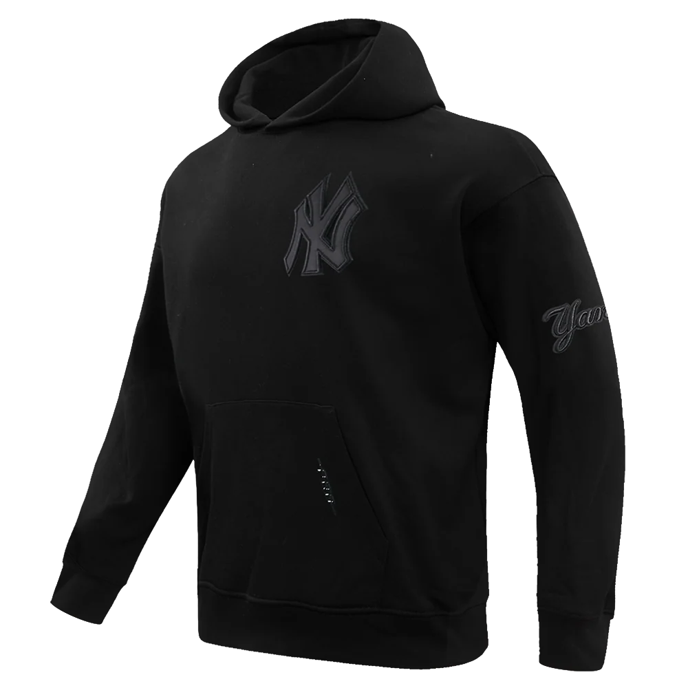 MLB NEW YORK YANKEES NEUTRAL DROP SHOULDER MEN'S PULLOVER HOODIE (BLACK) - Image 2