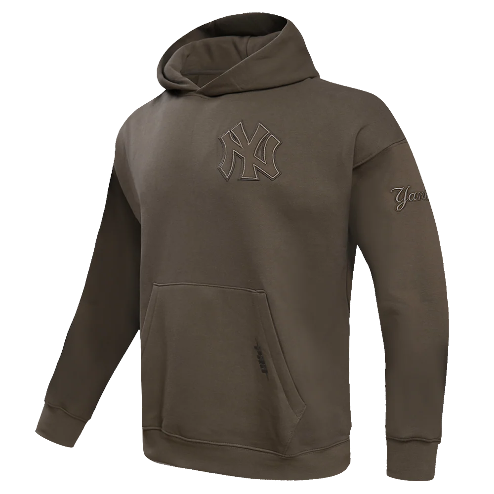 MLB NEW YORK YANKEES NEUTRAL DROP SHOULDER MEN'S PULLOVER HOODIE (DARK TAUPE) - Image 2