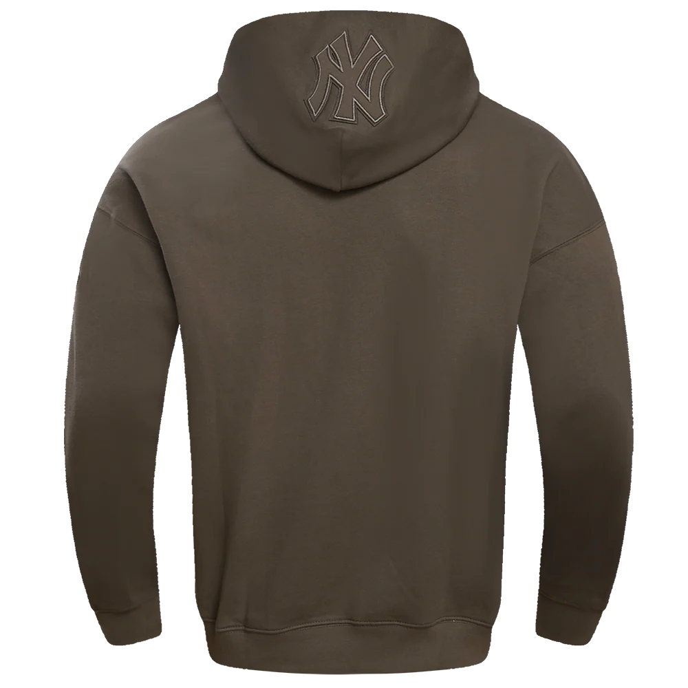 MLB NEW YORK YANKEES NEUTRAL DROP SHOULDER MEN'S PULLOVER HOODIE (DARK TAUPE) - Image 3