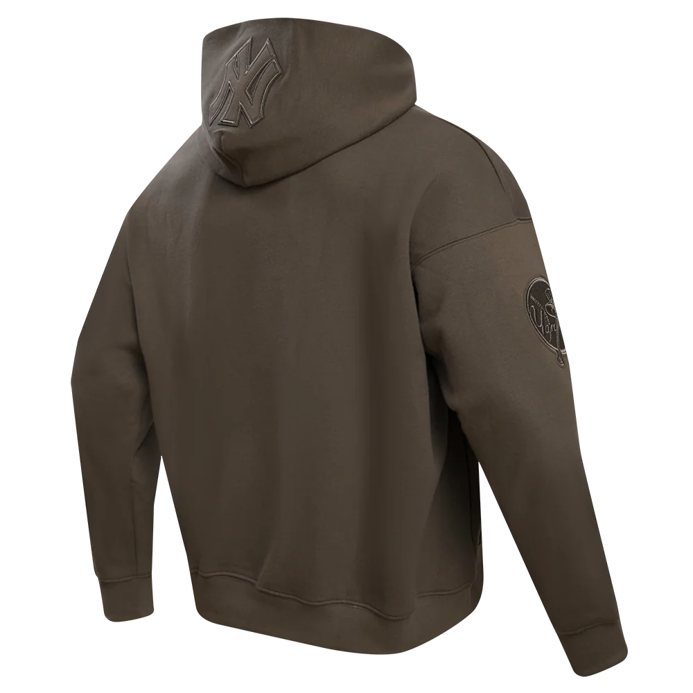 MLB NEW YORK YANKEES NEUTRAL DROP SHOULDER MEN'S PULLOVER HOODIE (DARK TAUPE) - Image 4