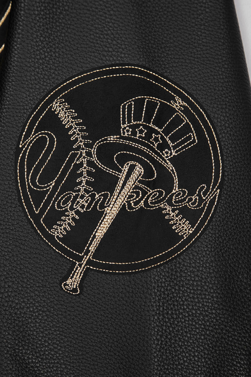 MLB NEW YORK YANKEES BLACK & GOLD MEN'S WOOL VARSITY JACKET (JET BLACK) - Image 9