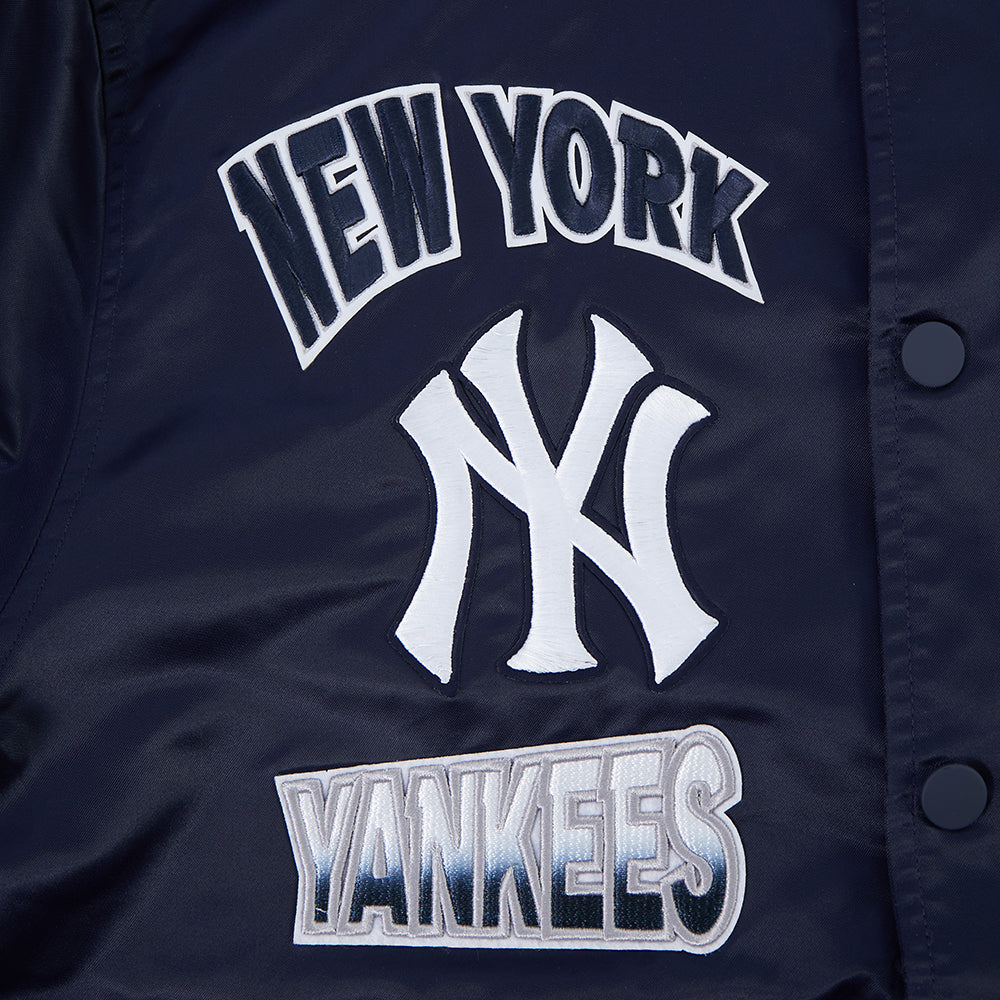 MLB NEW YORK YANKEES TURN IT UP MEN'S RIB SATIN JACKET (MIDNIGHT NAVY) - Image 8