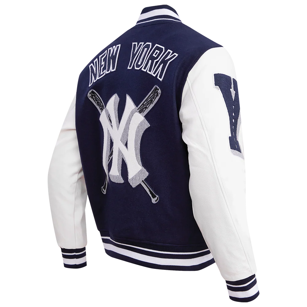 MLB NEW YORK YANKEES MASHUP MEN'S RIB WOOL VARSITY JACKET (MIDNIGHT NAVY/WHITE) - Image 4