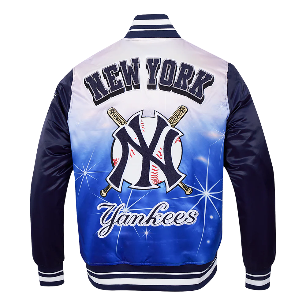 MLB NEW YORK YANKEES SUBLIMATED MEN'S SATIN JACKET-MIDNIGHT SKY (MIDNIGHT NAVY)
