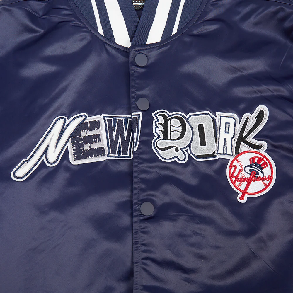 MLB NEW YORK YANKEES CITY RANSOM MEN'S RIB SATIN JACKET (MIDNIGHT NAVY) - Image 10