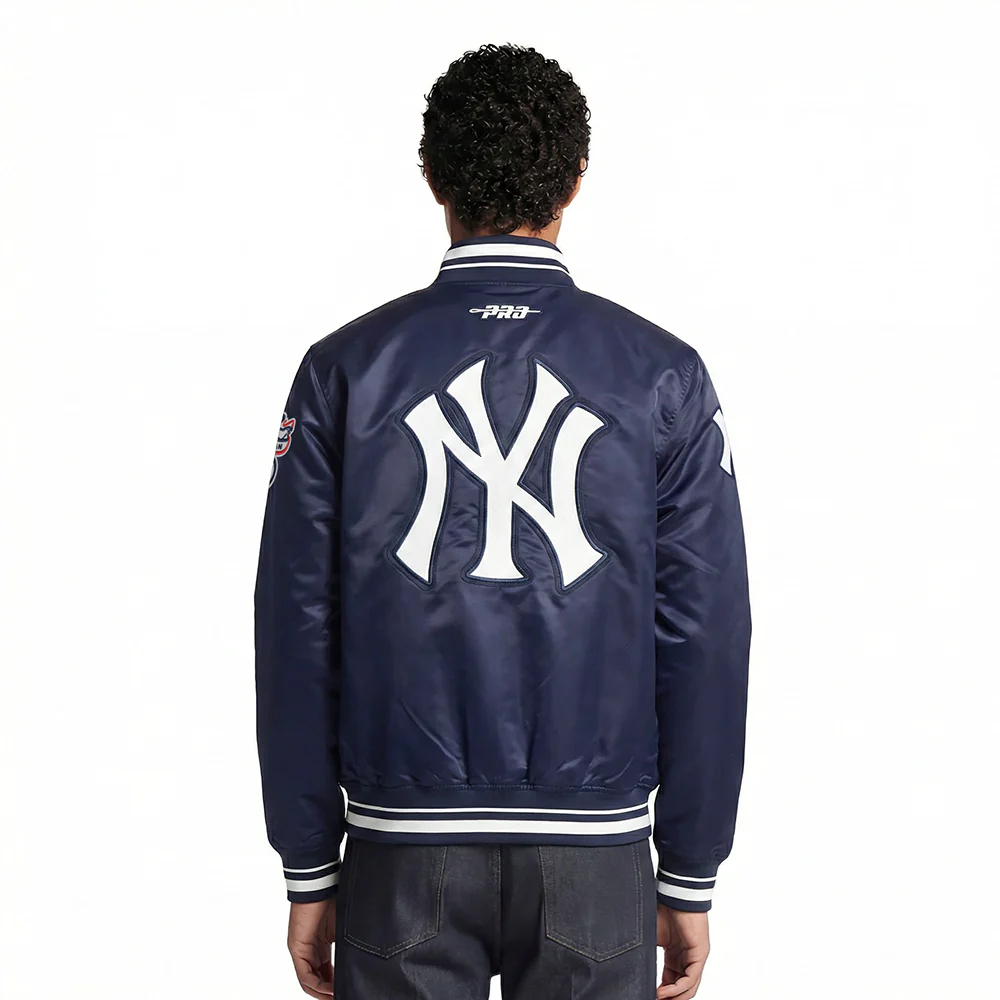 MLB NEW YORK YANKEES CITY RANSOM MEN'S RIB SATIN JACKET (MIDNIGHT NAVY) - Image 2