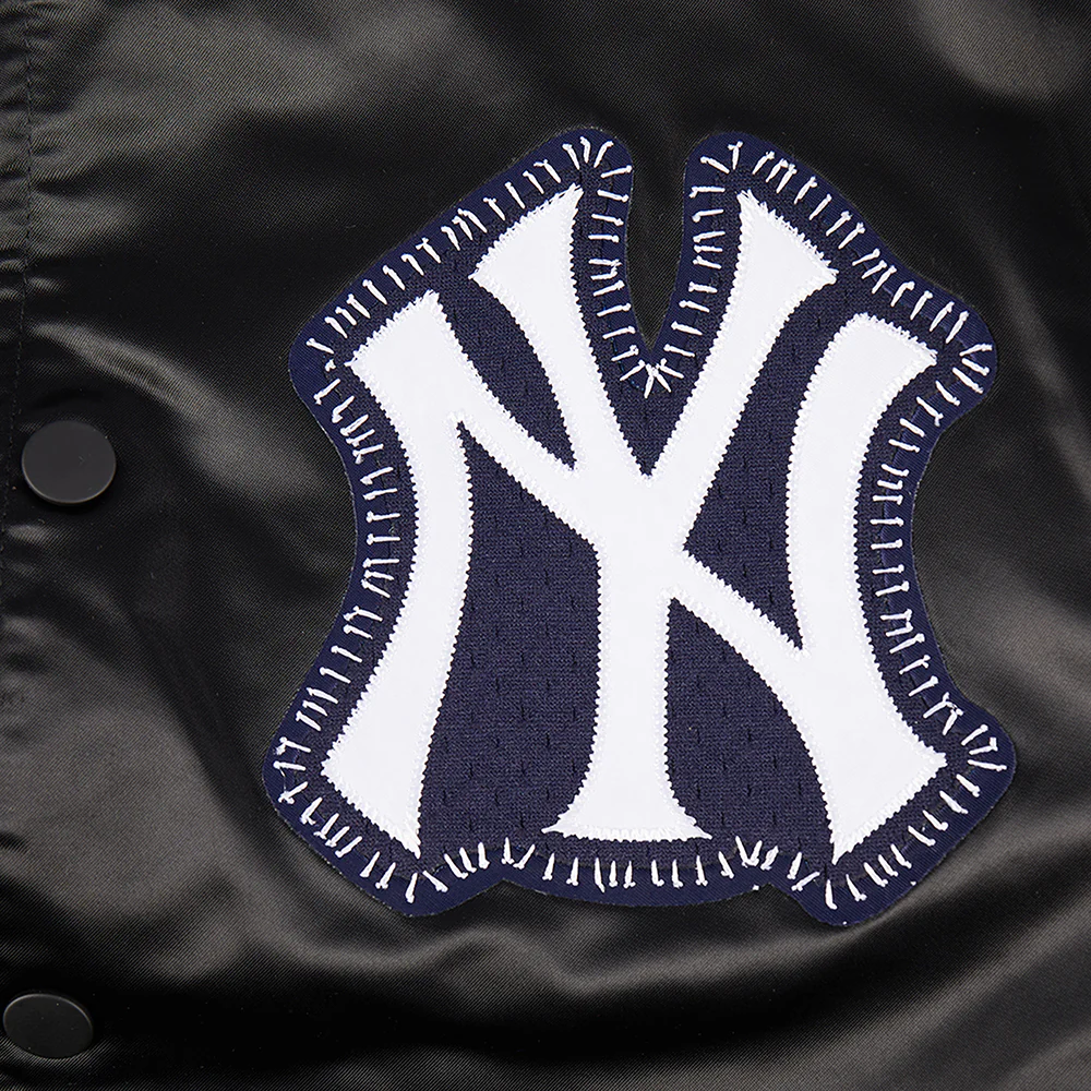 MLB NEW YORK YANKEES DIY PICK STITCH MEN'S RIB SATIN JACKET (BLACK) - Image 12