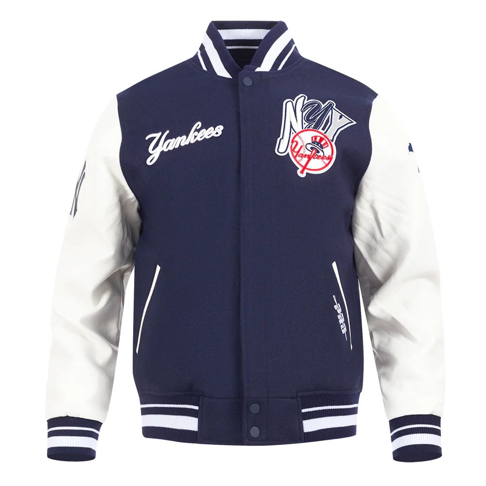 MLB NEW YORK YANKEES CITY RANSOM MEN'S RIB WOOL VARSITY JACKET (MIDNIGHT NAVY/WHITE) - Image 5