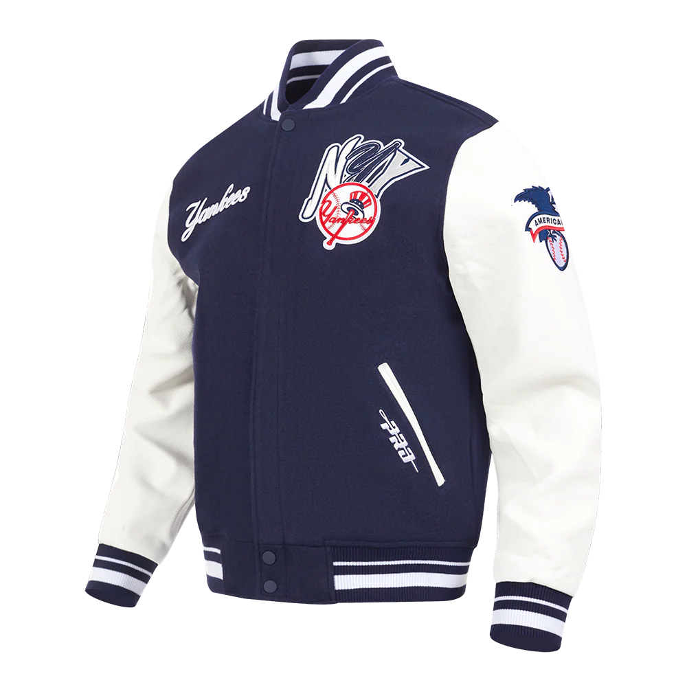 MLB NEW YORK YANKEES CITY RANSOM MEN'S RIB WOOL VARSITY JACKET (MIDNIGHT NAVY/WHITE) - Image 6