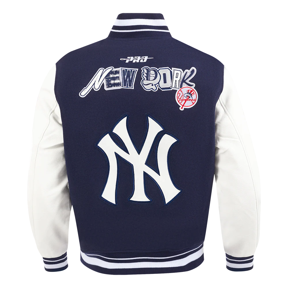 MLB NEW YORK YANKEES CITY RANSOM MEN'S RIB WOOL VARSITY JACKET (MIDNIGHT NAVY/WHITE) - Image 7