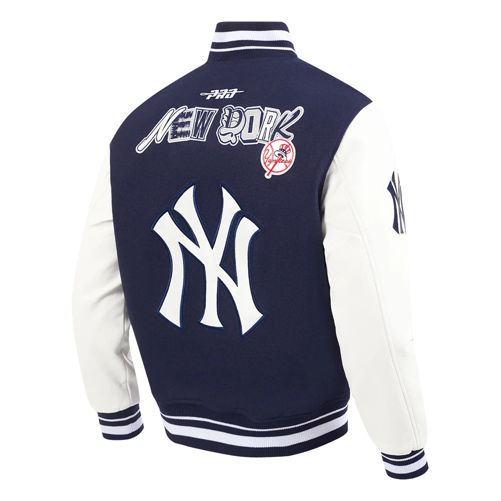 MLB NEW YORK YANKEES CITY RANSOM MEN'S RIB WOOL VARSITY JACKET (MIDNIGHT NAVY/WHITE) - Image 8