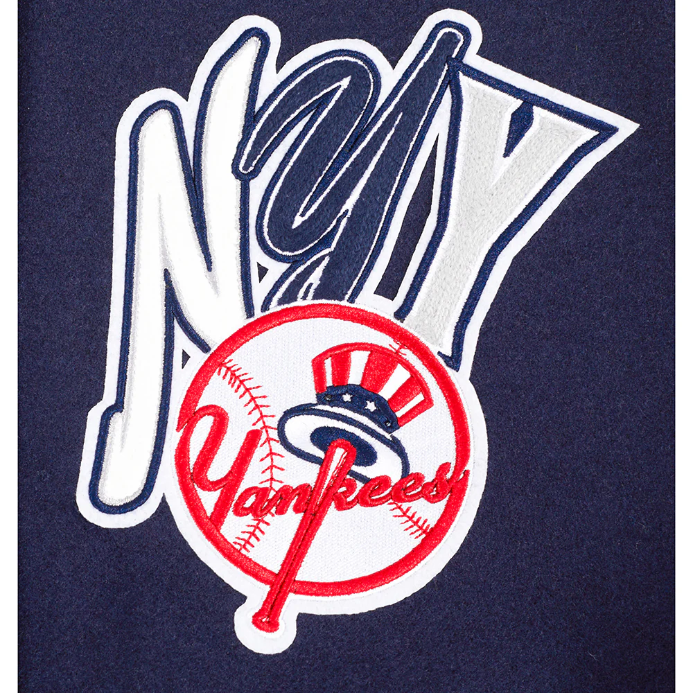 MLB NEW YORK YANKEES CITY RANSOM MEN'S RIB WOOL VARSITY JACKET (MIDNIGHT NAVY/WHITE) - Image 9