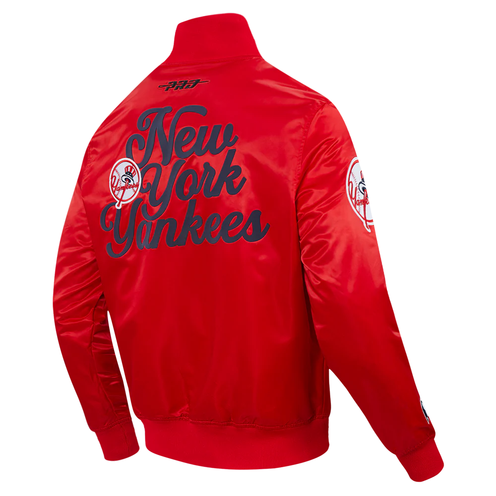 MLB NEW YORK YANKEES SOUVENIR MEN'S SATIN JACKET (RED) - Image 4