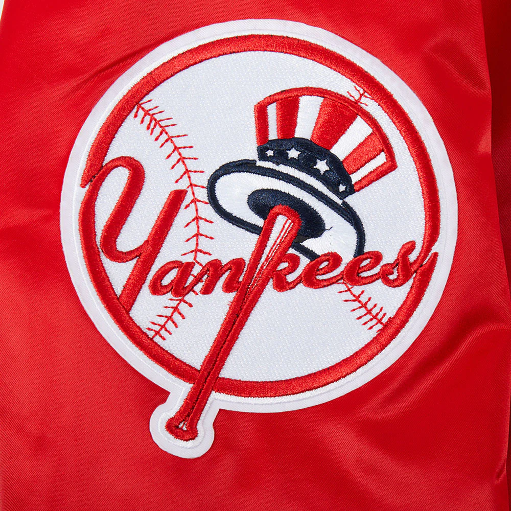 MLB NEW YORK YANKEES SOUVENIR MEN'S SATIN JACKET (RED) - Image 6