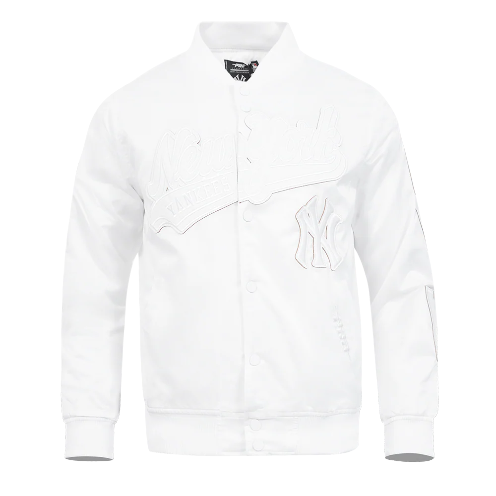 MLB NEW YORK YANKEES WHITE OUT MEN'S SATIN JACKET (WHITE)