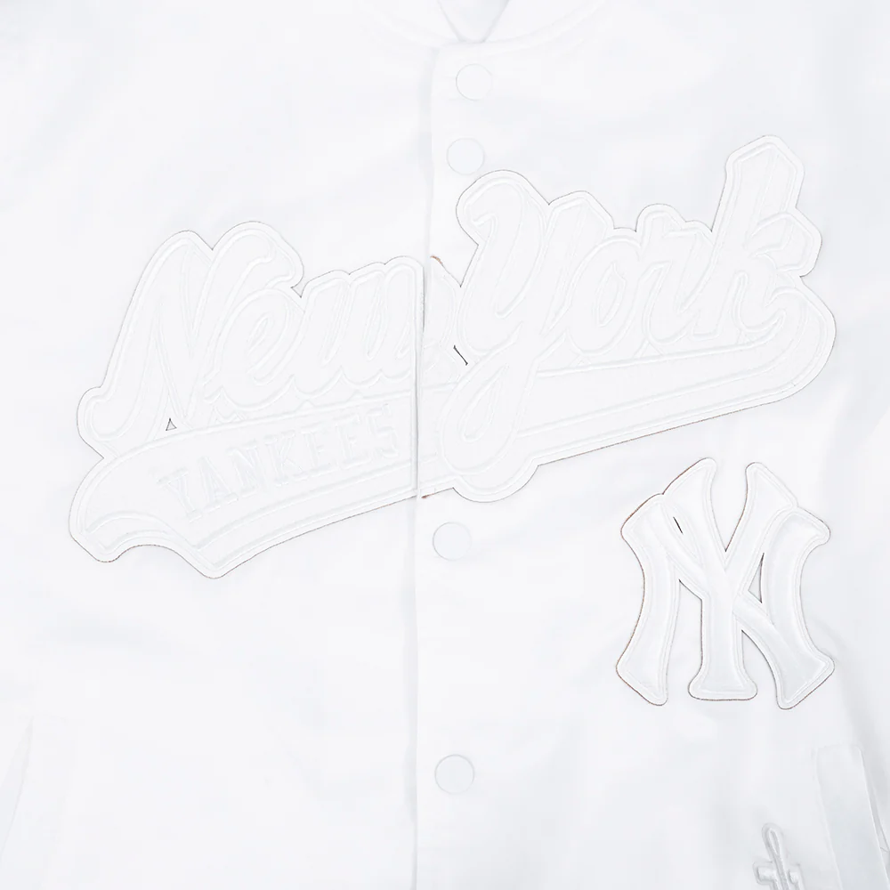 MLB NEW YORK YANKEES WHITE OUT MEN'S SATIN JACKET (WHITE) - Image 5