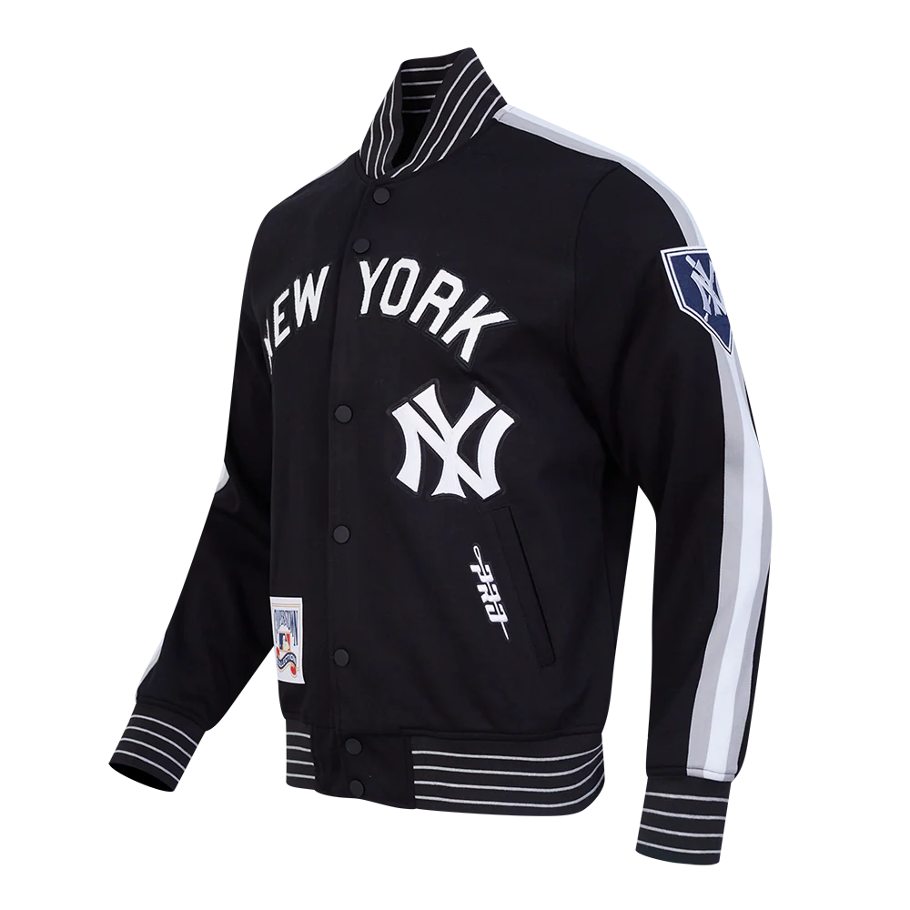 MLB NEW YORK YANKEES COOPERSTOWN LOGO PRO GAME DAY MEN'S DOUBLE KNIT JACKET (BLACK/SILVER/WHITE) - Image 2