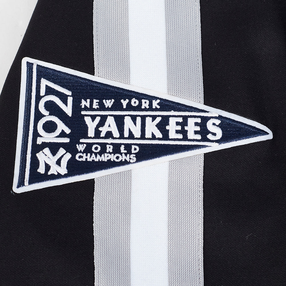 MLB NEW YORK YANKEES COOPERSTOWN LOGO PRO GAME DAY MEN'S DOUBLE KNIT JACKET (BLACK/SILVER/WHITE) - Image 7