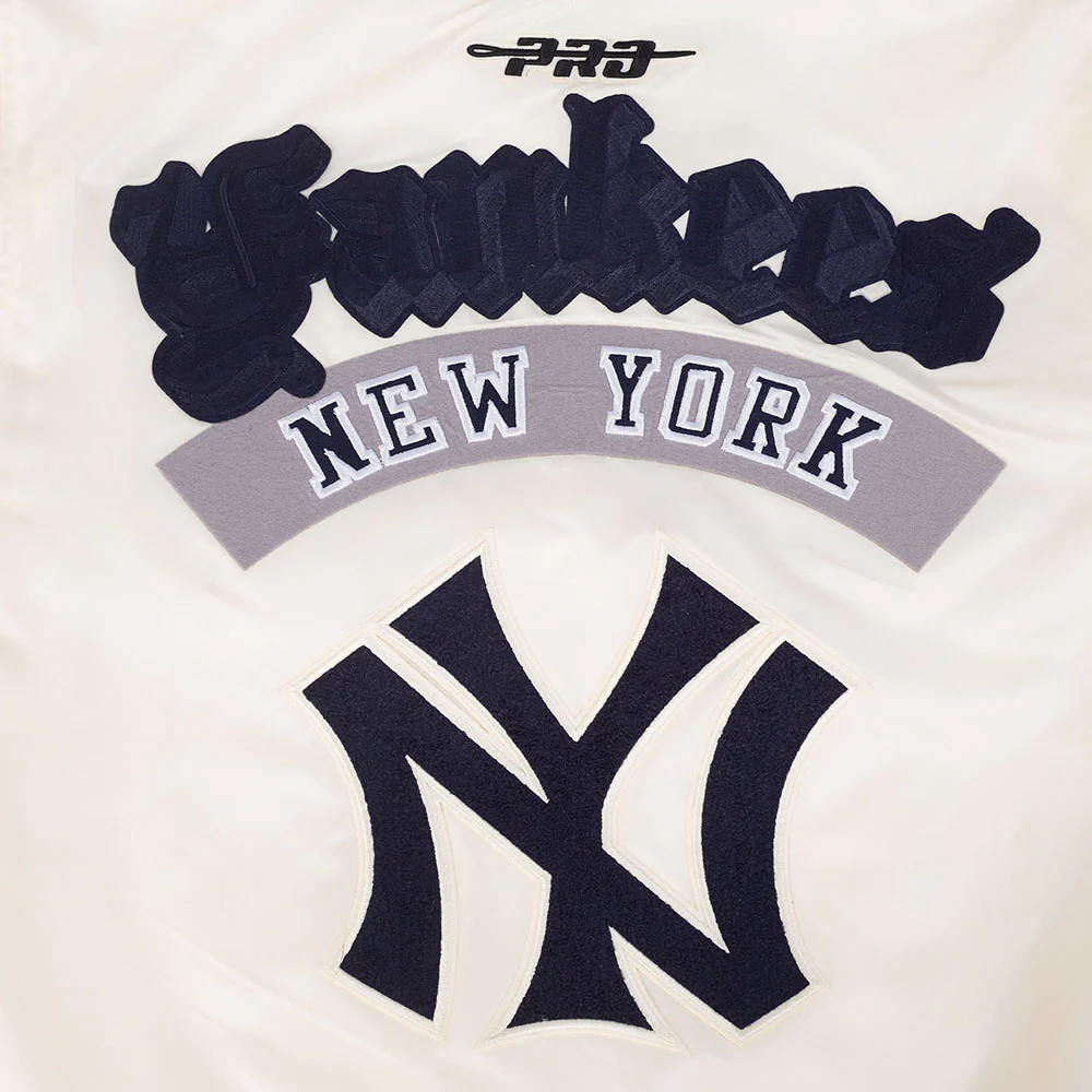 MLB NEW YORK YANKEES BEST OF MEN'S RIB SATIN JACKET (EGGSHELL/ MIDNIGHT NAVY) - Image 11