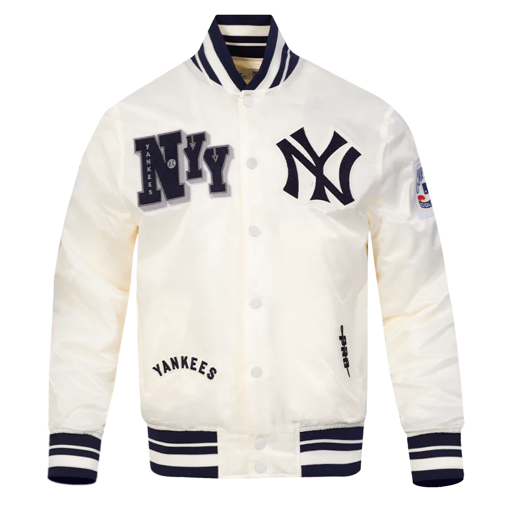MLB NEW YORK YANKEES BEST OF MEN'S RIB SATIN JACKET (EGGSHELL/ MIDNIGHT NAVY) - Image 3